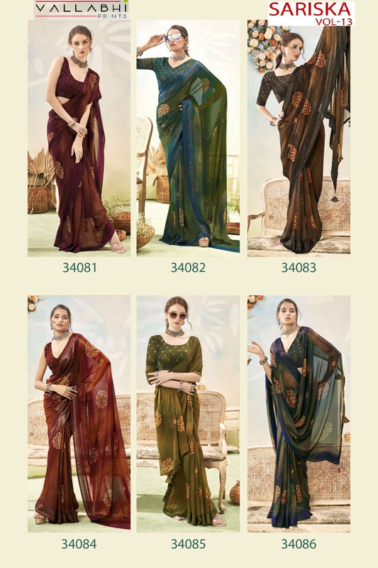 Sariska Vol 13 Vallabhi Prints Shimmer Sarees Exporter India
