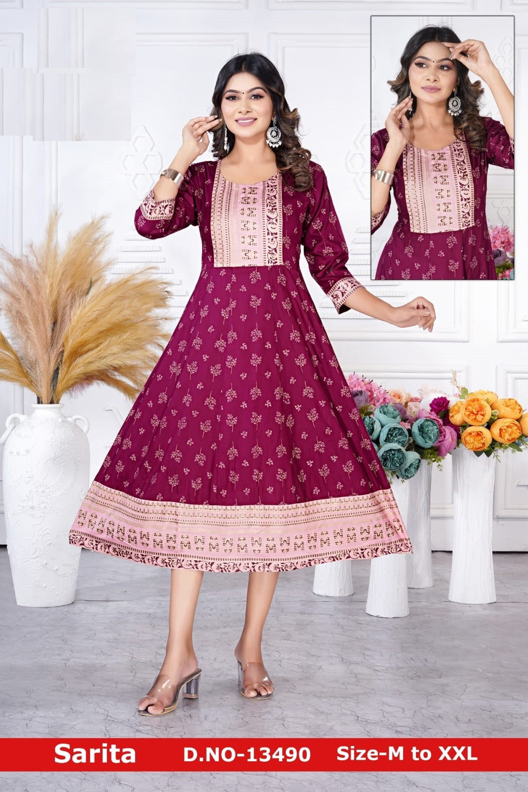 Sarita Jnx Rayon Slub Anarkali Kurtis Wholesale Price