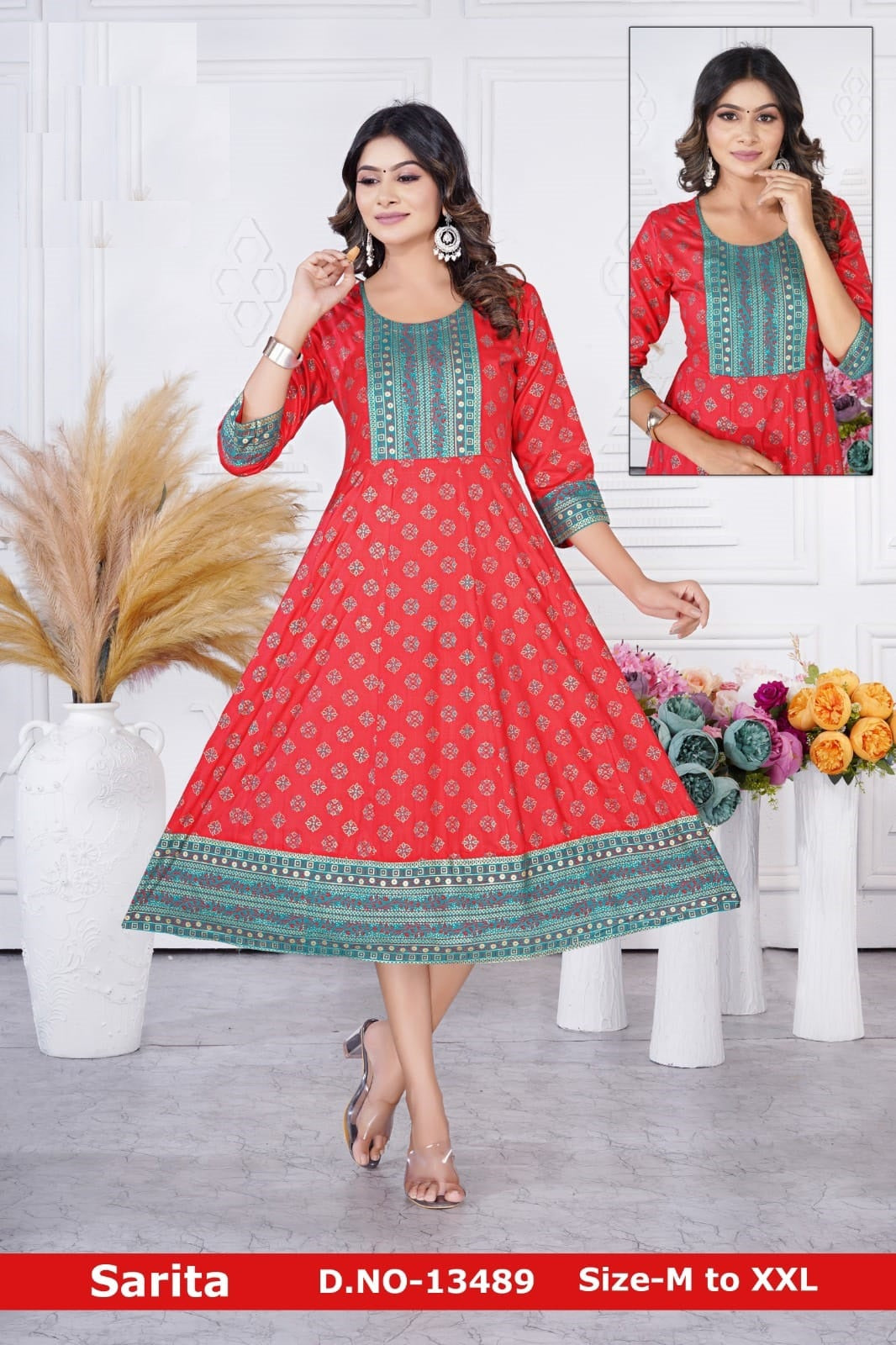 Sarita Jnx Rayon Slub Anarkali Kurtis Wholesale Price