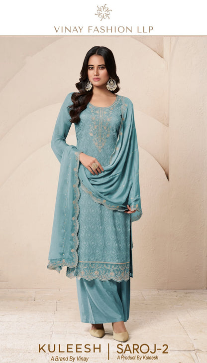 Saroj 2 Kuleesh Vinay Fashion Llp Organza Pant Style Suits Wholesaler Ahmedabad
