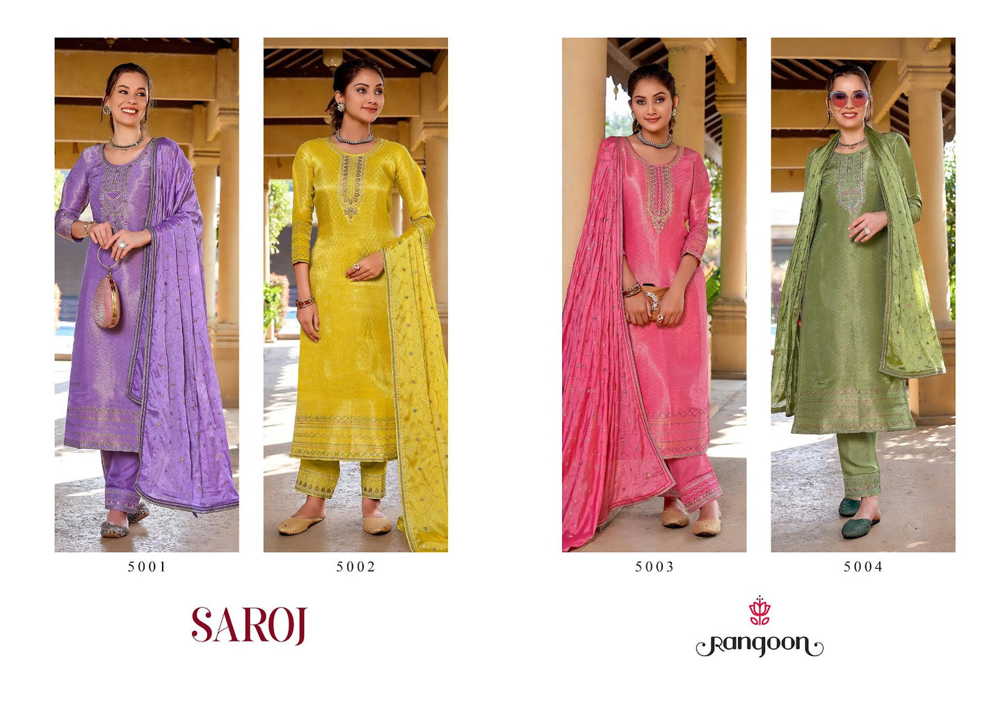 Saroj Rangoon Viscose Simmer Readymade Pant Style Suits Supplier