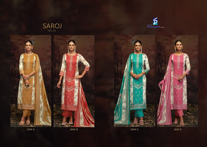 Saroj Vol 3 Sargam Prints Pure Jam Pant Style Suits Wholesale Price