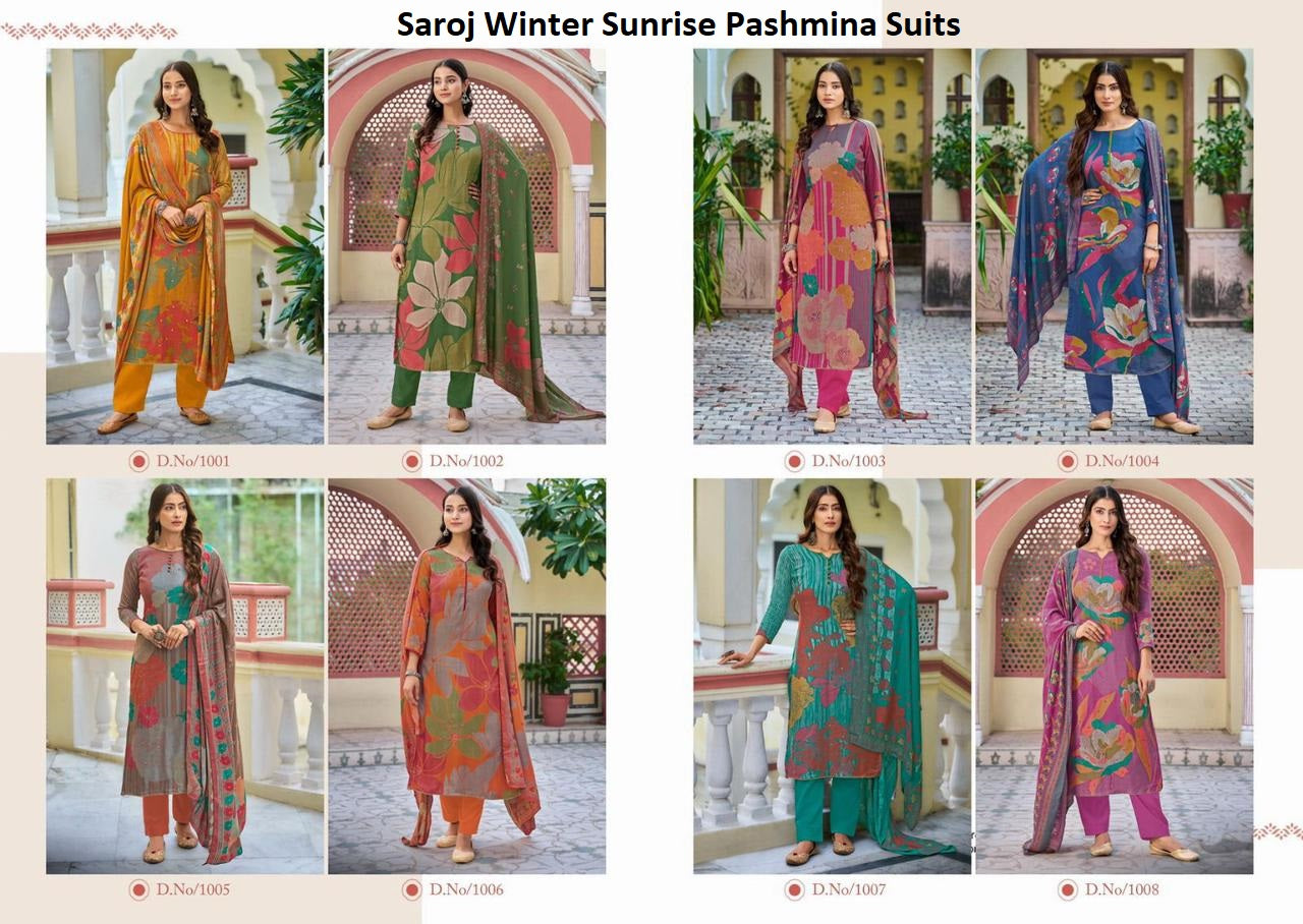 Saroj Winter Sunrise Pure Viscose Pashmina Suits Supplier