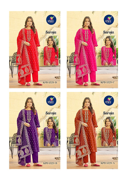 Saroja Vitara Pure Viscose Readymade Pant Style Suits Wholesaler