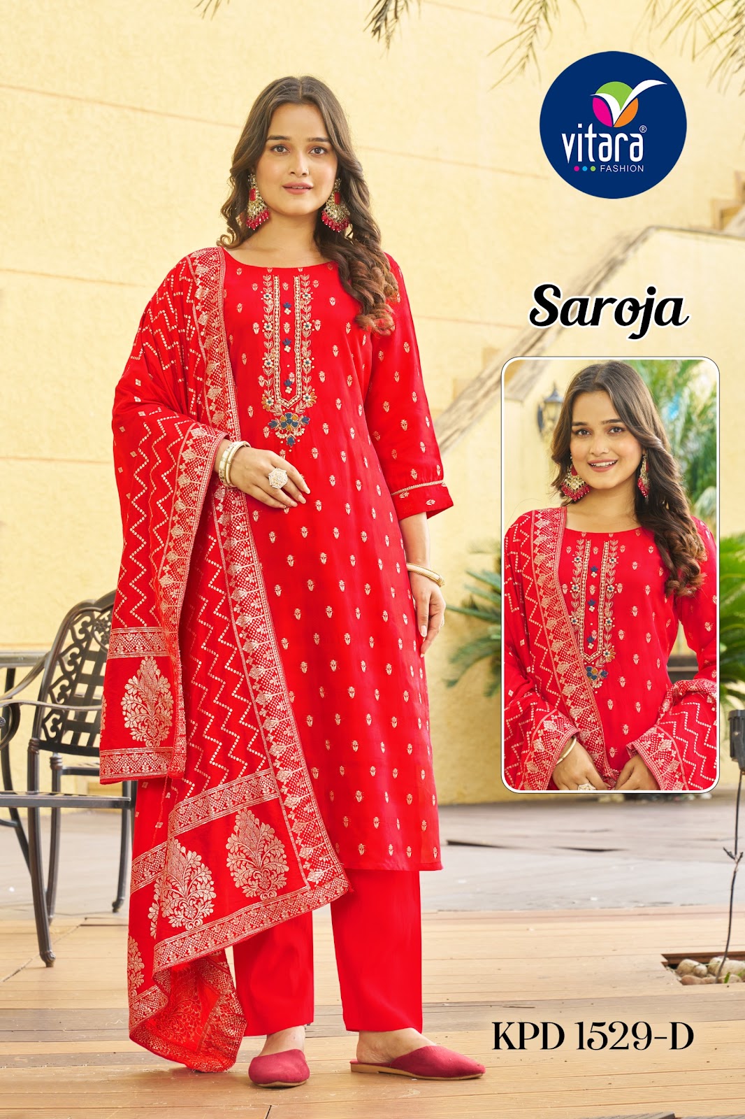 Saroja Vitara Pure Viscose Readymade Pant Style Suits Wholesaler