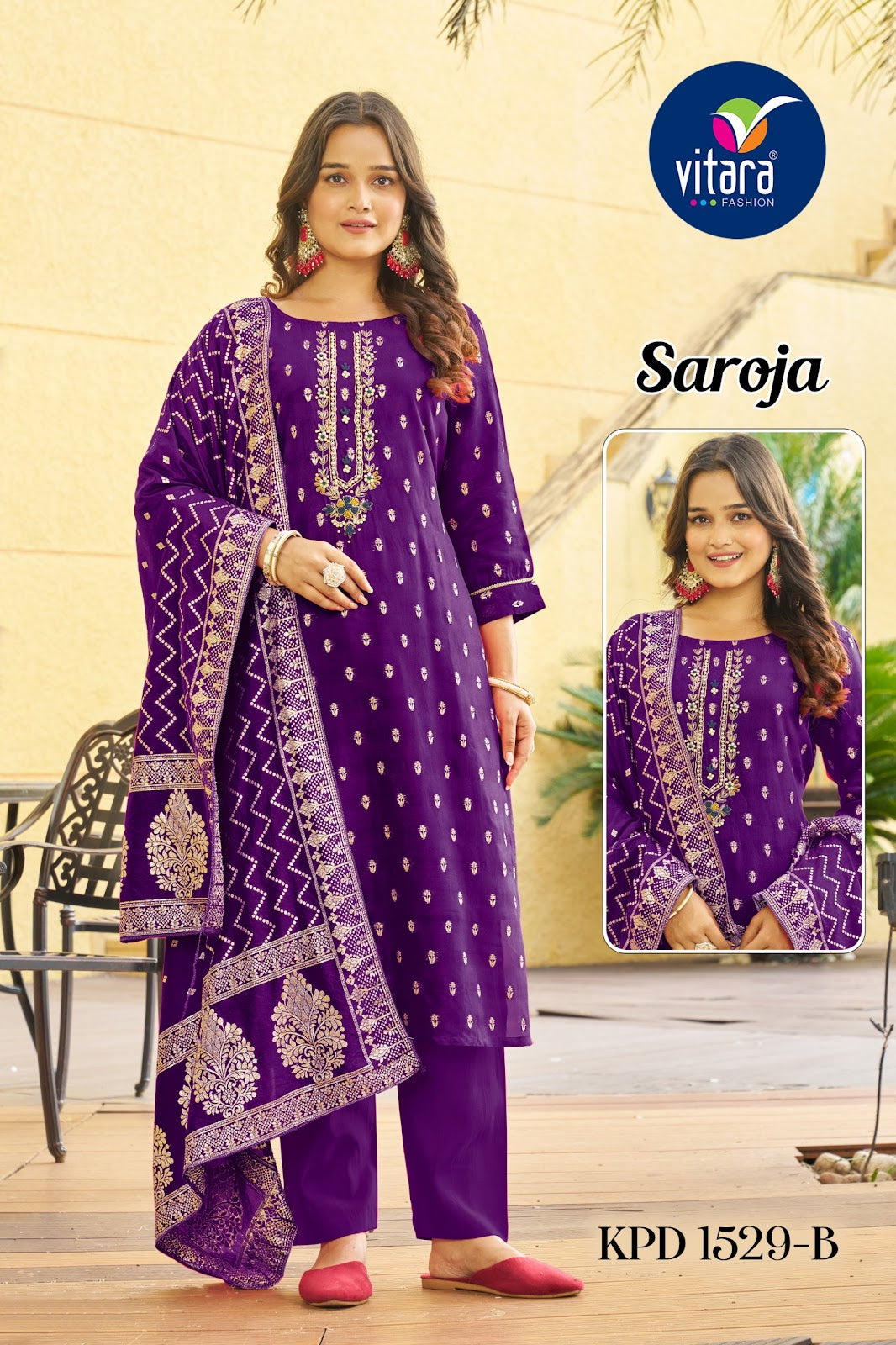 Saroja Vitara Pure Viscose Readymade Pant Style Suits Wholesaler