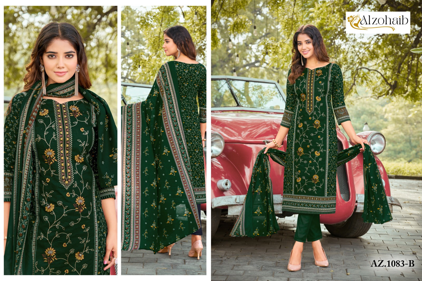 Sarra Vol 1-1080B-1083B Al Zohaib Pure Cotton Pakistani Salwar Suits Wholesaler Gujarat