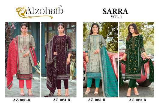 Sarra Vol 1-1080B-1083B Al Zohaib Pure Cotton Pakistani Salwar Suits Wholesaler Gujarat