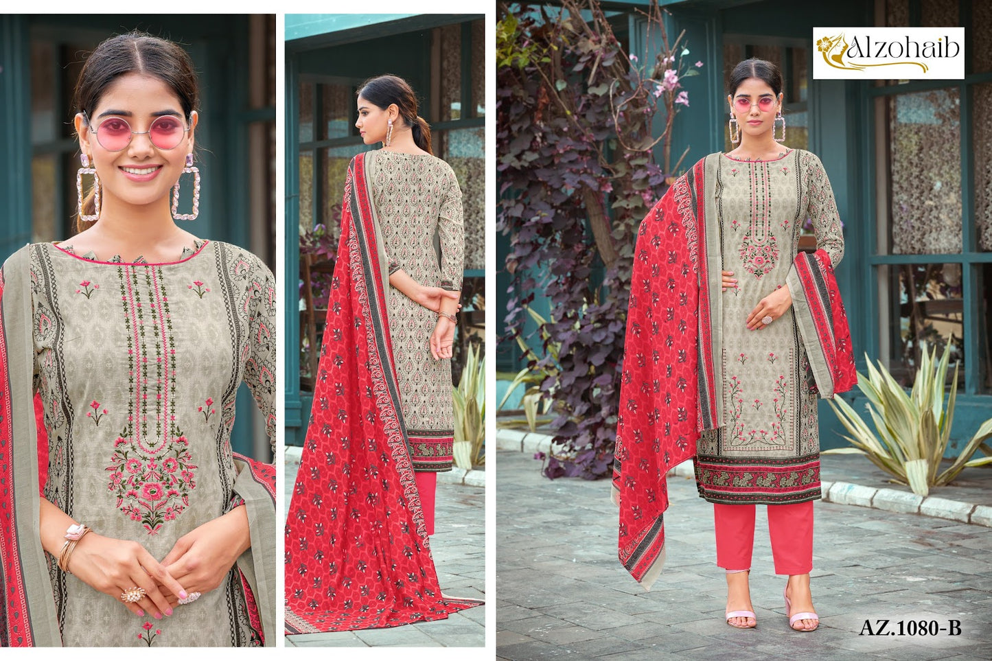 Sarra Vol 1-1080B-1083B Al Zohaib Pure Cotton Pakistani Salwar Suits Wholesaler Gujarat