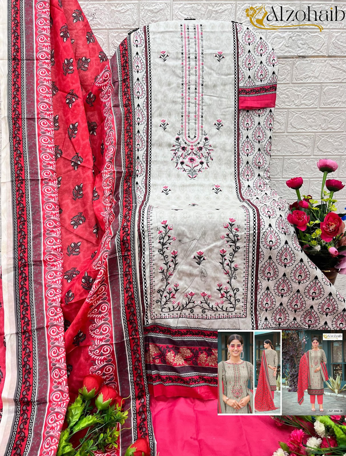 Sarra Vol 1-1080B-1083B Al Zohaib Pure Cotton Pakistani Salwar Suits Wholesaler Gujarat