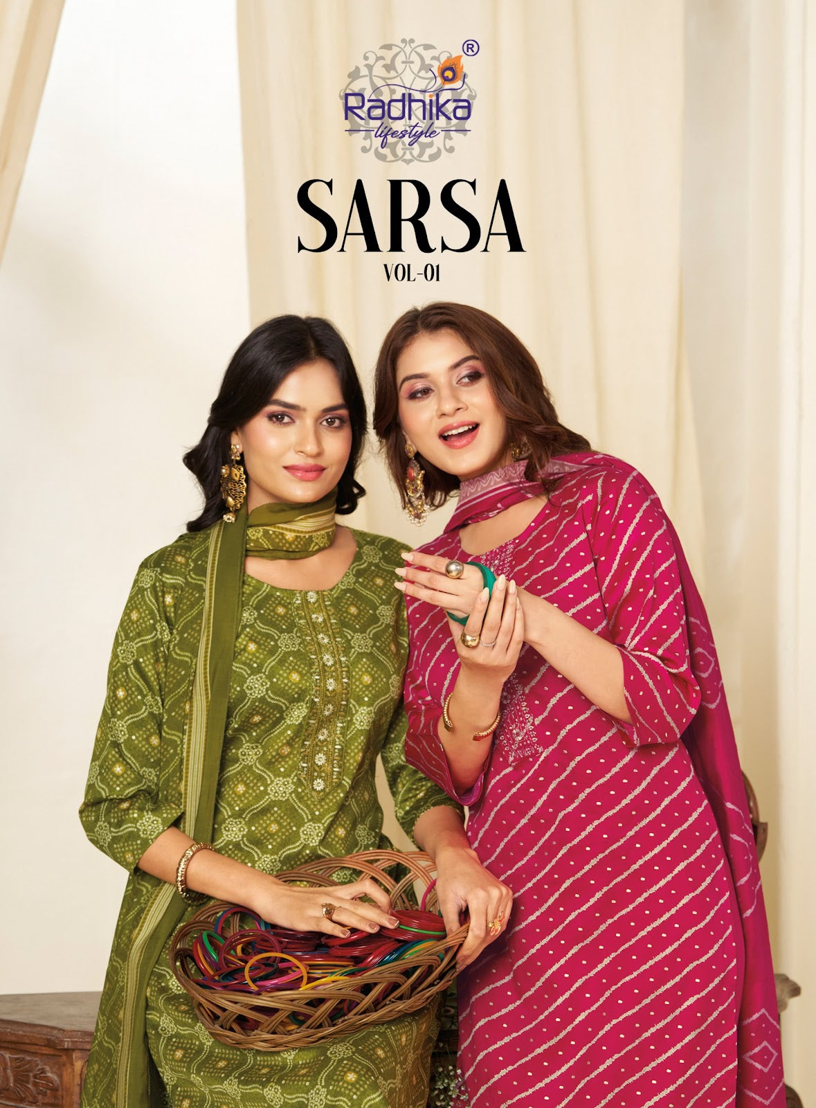 Sarsa Vol 1 Radhika Lifestyle Jaam Satin Readymade Pant Style Suits Exporter