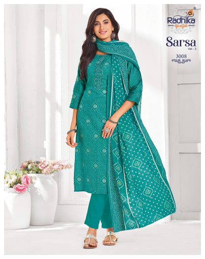 Sarsa Vol 3 Radhika Lifestyle Jam Satin Readymade Pant Style Suits Wholesale Price