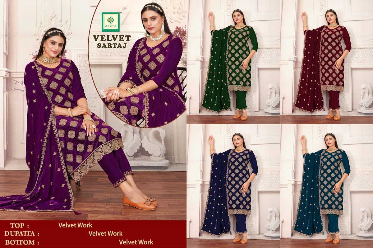 Sartaj Aadya Velvet Suits Wholesaler – Kavya Style Plus