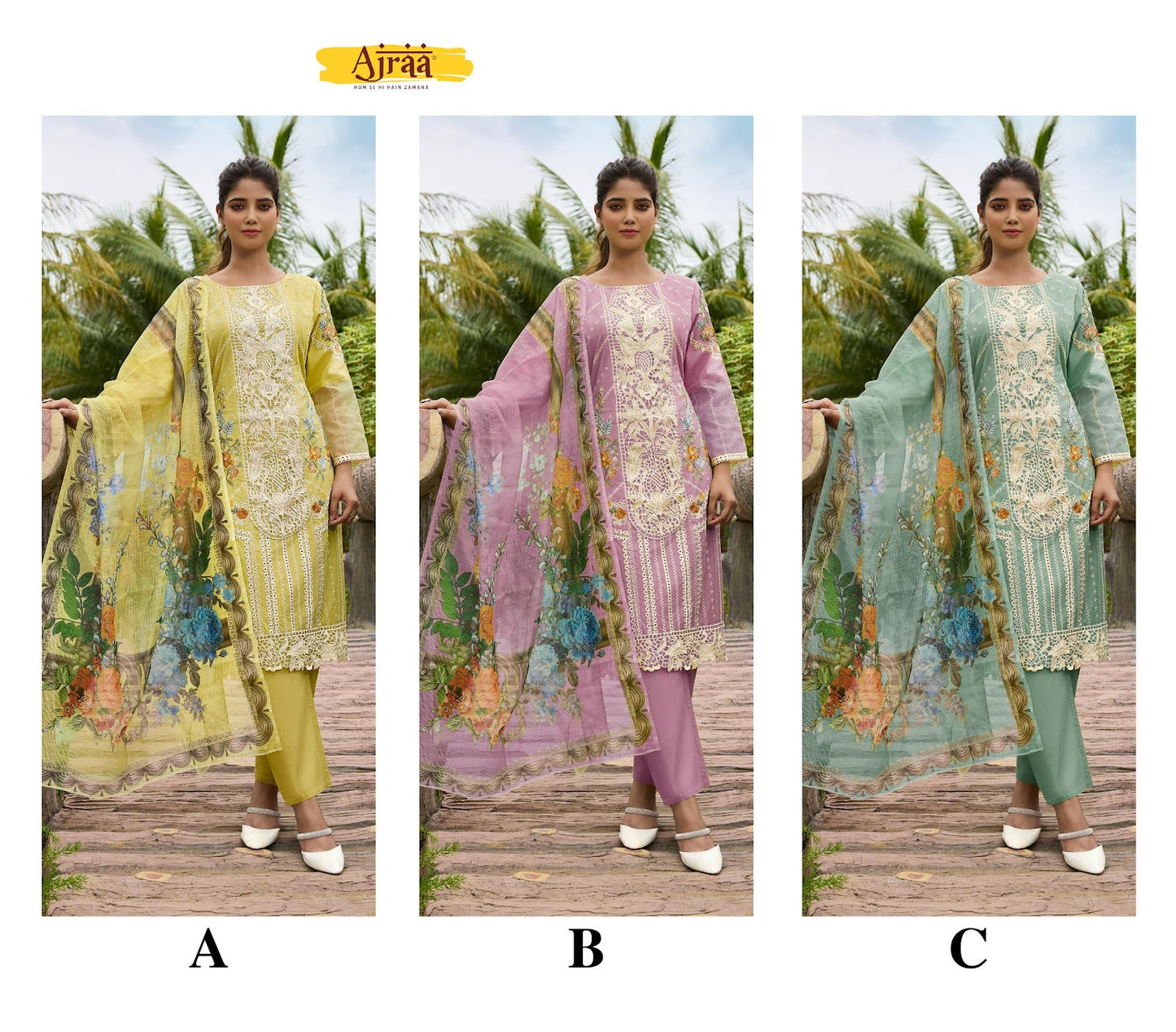 Sarthi Ajraa Lawn Cotton Readymade Pant Style Suits Exporter India