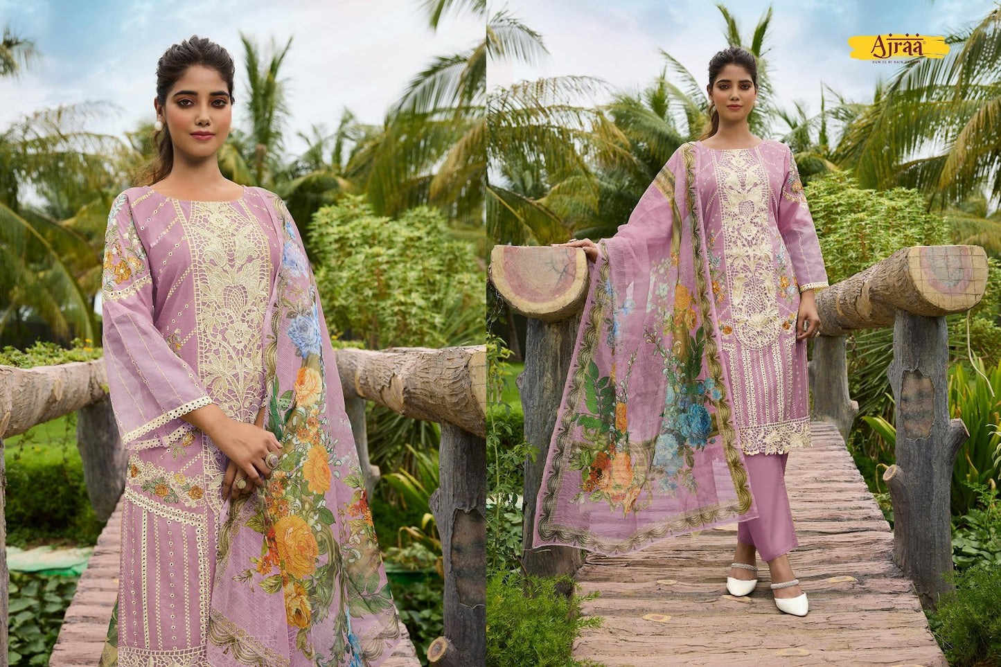 Sarthi Ajraa Lawn Cotton Readymade Pant Style Suits Exporter India