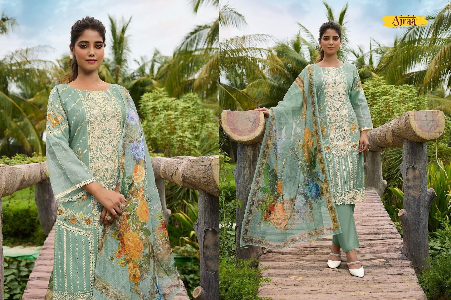 Sarthi Ajraa Lawn Cotton Readymade Pant Style Suits Exporter India