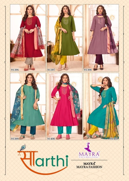 Sarthi Mayra Roman Silk Readymade Anarkali Suits Manufacturer India