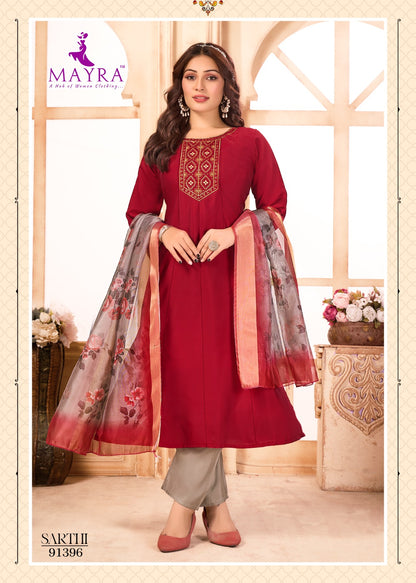 Sarthi Mayra Roman Silk Readymade Anarkali Suits Manufacturer India
