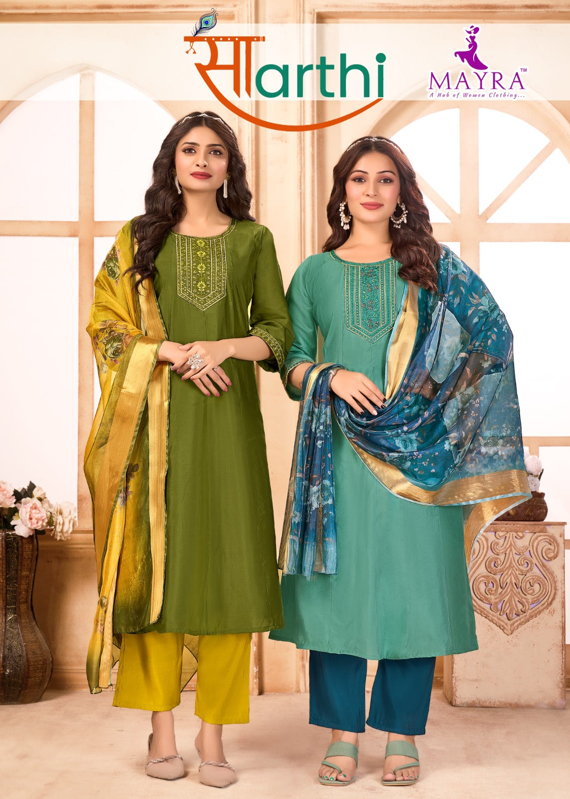 Sarthi Mayra Roman Silk Readymade Anarkali Suits Manufacturer India