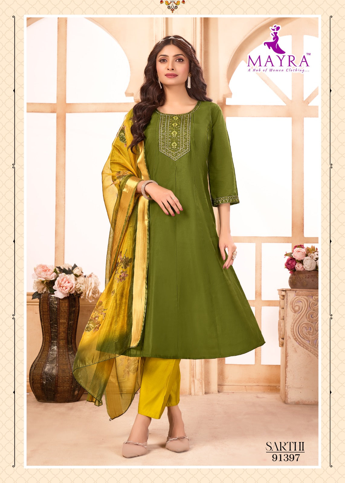 Sarthi Mayra Roman Silk Readymade Anarkali Suits Manufacturer India