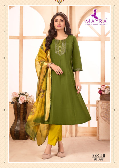 Sarthi Mayra Roman Silk Readymade Anarkali Suits Manufacturer India