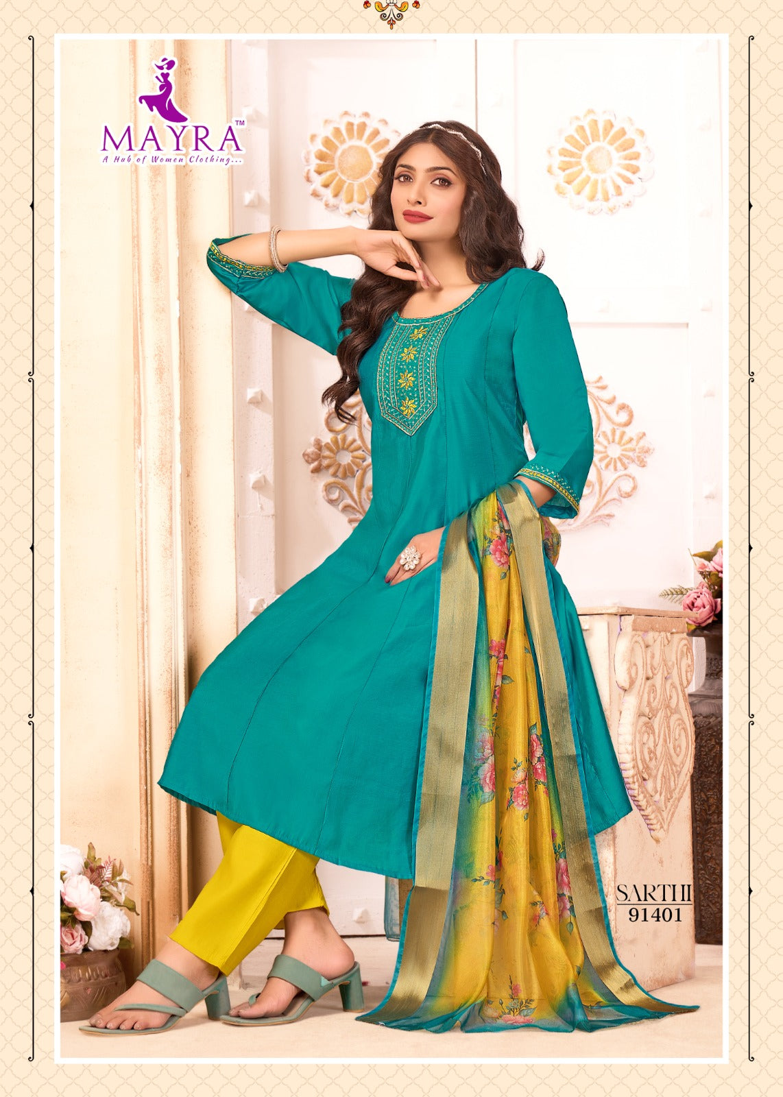 Sarthi Mayra Roman Silk Readymade Anarkali Suits Manufacturer India