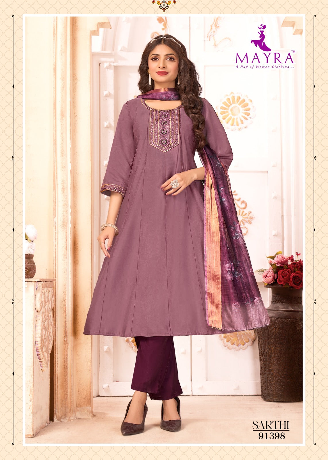 Sarthi Mayra Roman Silk Readymade Anarkali Suits Manufacturer India