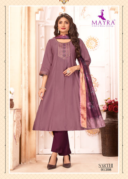 Sarthi Mayra Roman Silk Readymade Anarkali Suits Manufacturer India