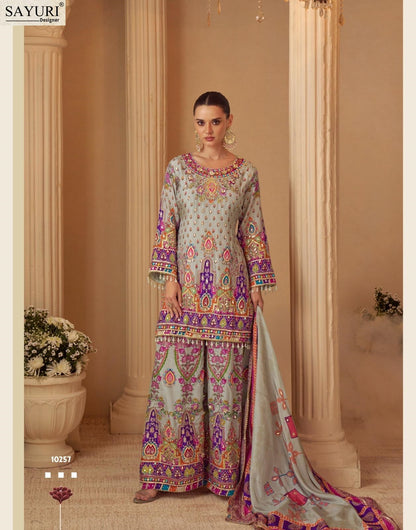 Sarthi Sayuri Crape Silk Readymade Plazzo Style Suits Manufacturer Gujarat