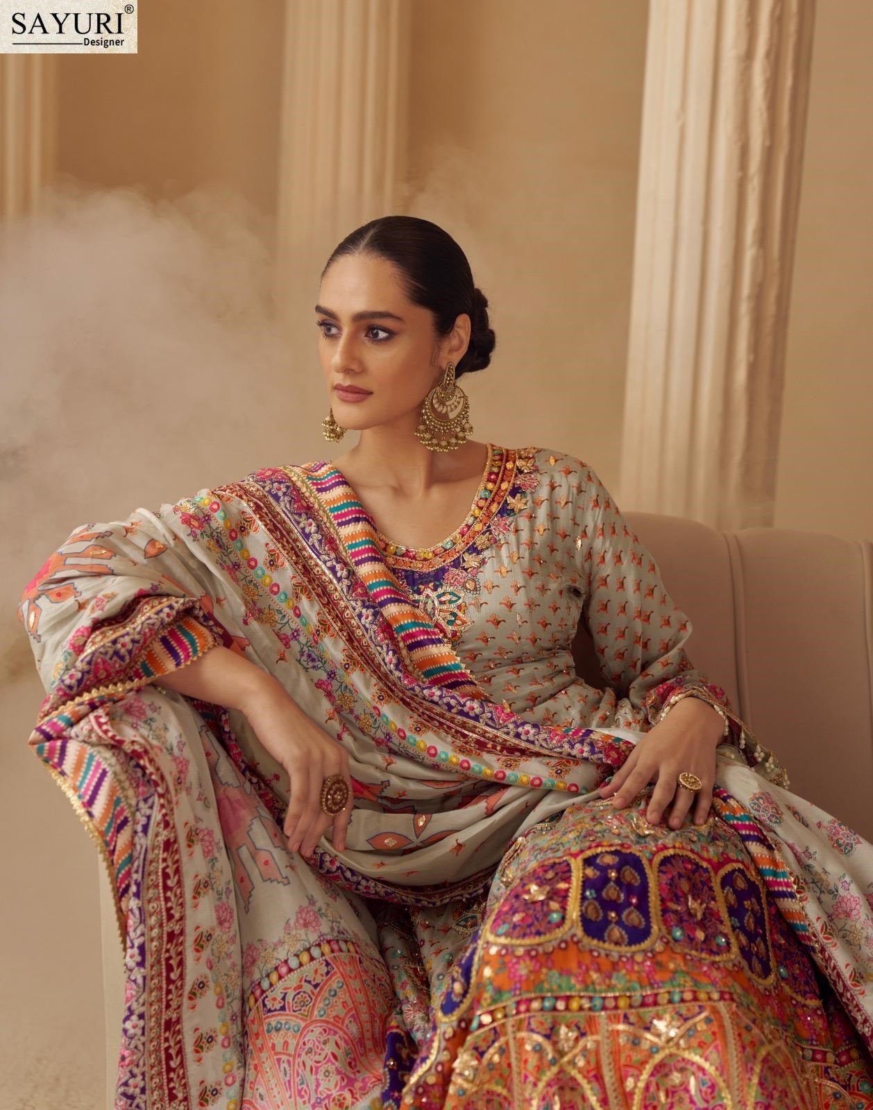 Sarthi Sayuri Crape Silk Readymade Plazzo Style Suits Manufacturer Gujarat