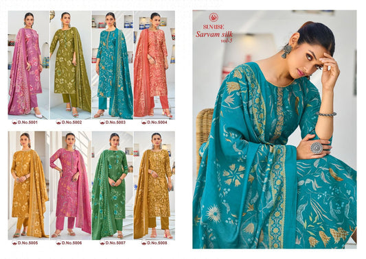 Sarvam Silk Vol 5 Sunrise Modal Silk Pant Style Suits Wholesaler Ahmedabad
