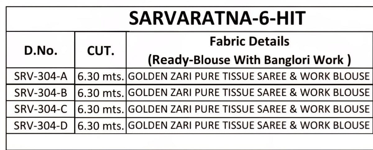 Sarvaratna 6 Hit Tfh Sarees Manufacturer Gujarat