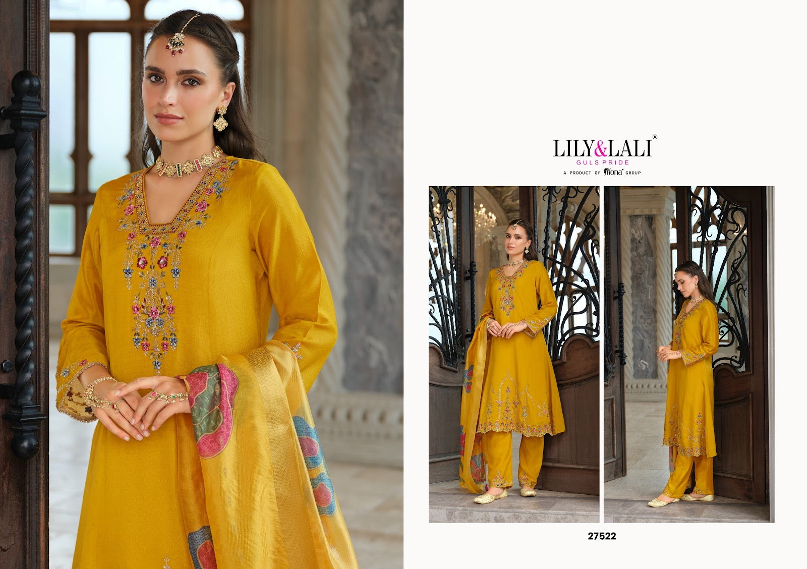 Sarvari Lily Lali Chinon Silk Readymade Pant Style Suits Manufacturer India