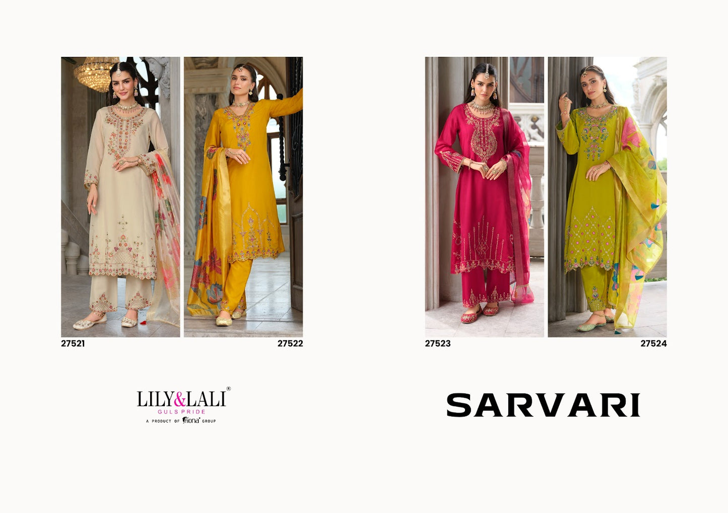 Sarvari Lily Lali Chinon Silk Readymade Pant Style Suits Manufacturer India