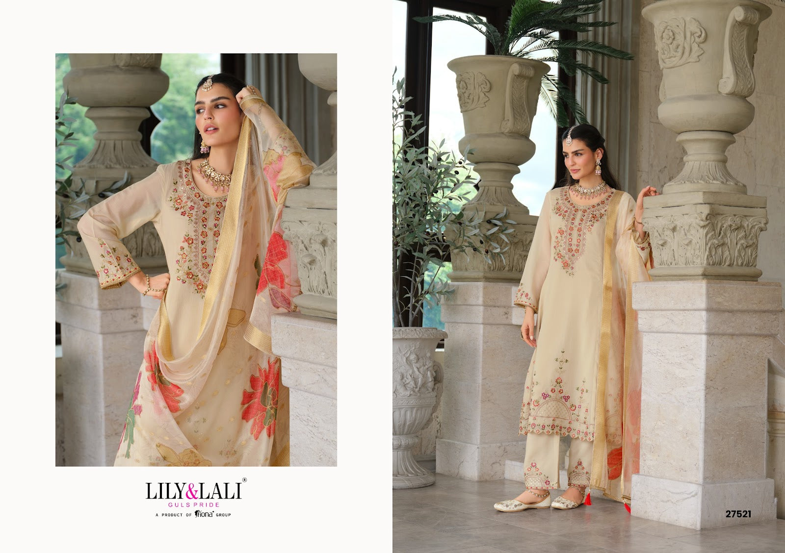 Sarvari Lily Lali Chinon Silk Readymade Pant Style Suits Manufacturer India
