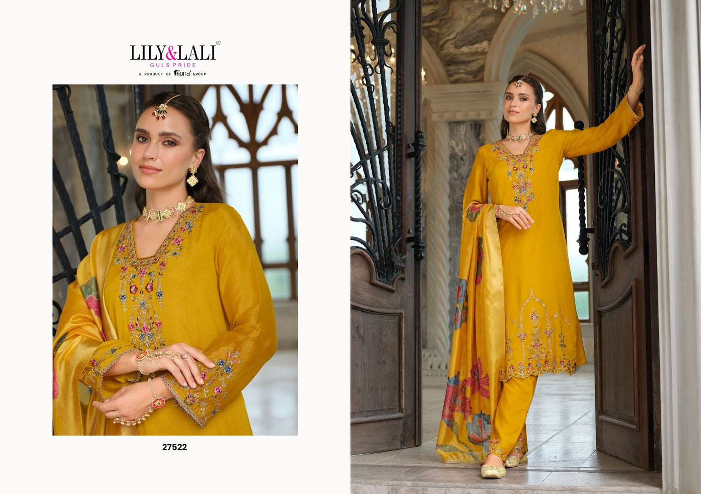 Sarvari Lily Lali Chinon Silk Readymade Pant Style Suits Manufacturer India