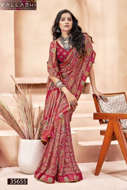 Sarvikaa Vallabhi Prints Moss Sarees Wholesaler