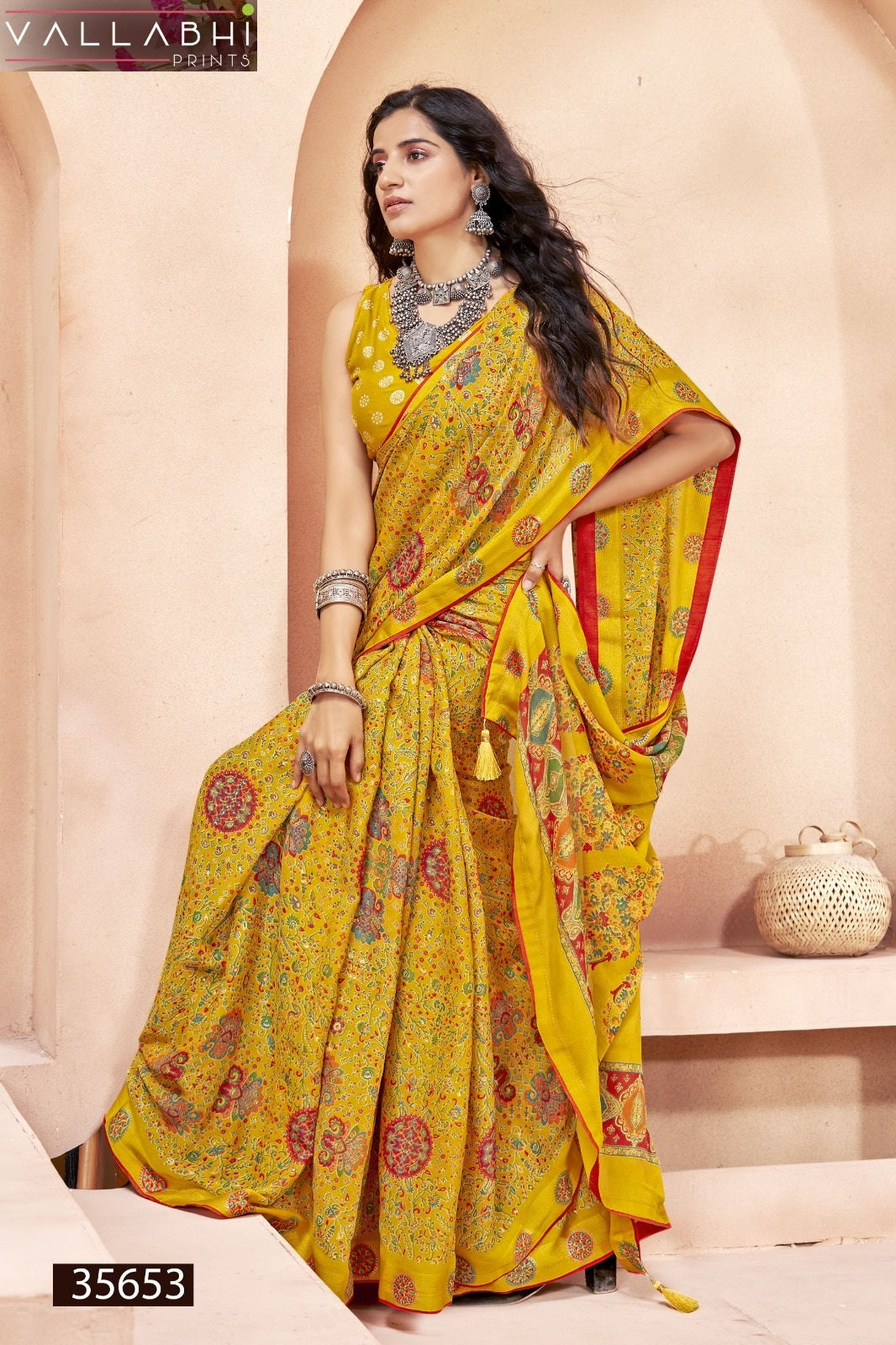 Sarvikaa Vallabhi Prints Moss Sarees Wholesaler