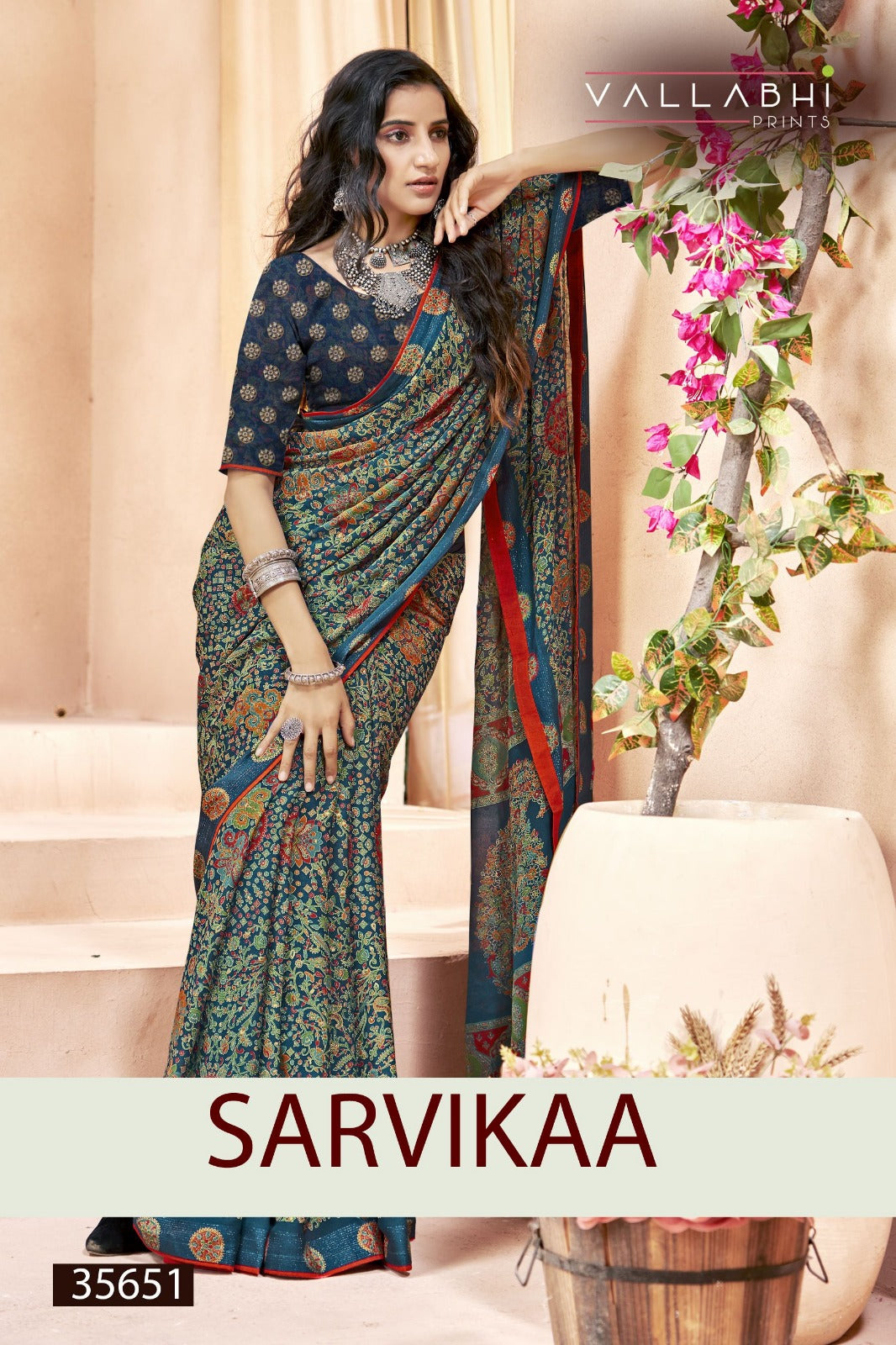 Sarvikaa Vallabhi Prints Moss Sarees Wholesaler