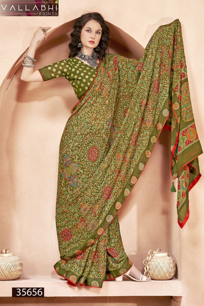 Sarvikaa Vallabhi Prints Moss Sarees Wholesaler