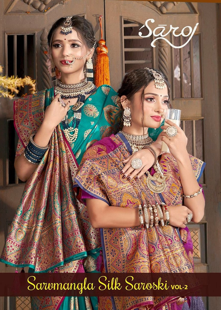 Sarvmangla Silk Saroski Vol 2 Saroj Satin Sarees Manufacturer India