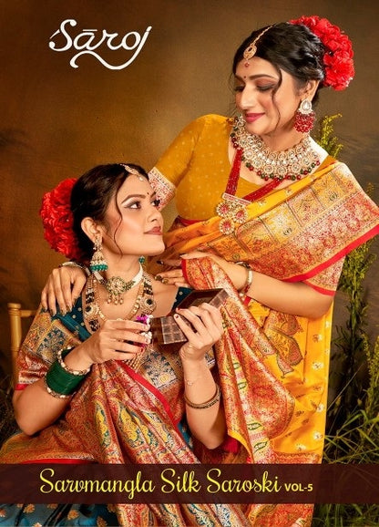 Sarvmangla Silk Saroski Vol 5 Saroj Satin Sarees Wholesale Price