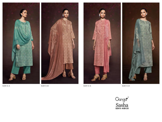 Sasha Ganga Cotton Silk Plazzo Style Suits Wholesaler India