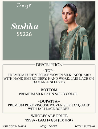 Sashka S5226 Ganga Woven Silk Pant Style Suits Manufacturer Ahmedabad