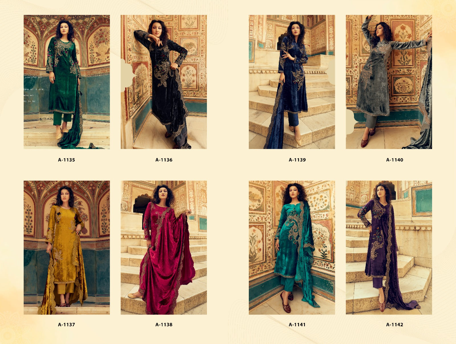 Sastra Aiqa Velvet Suits Exporter India