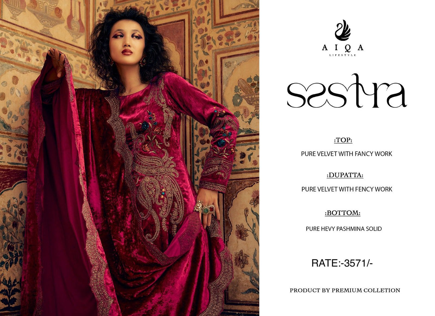 Sastra Aiqa Velvet Suits Exporter India