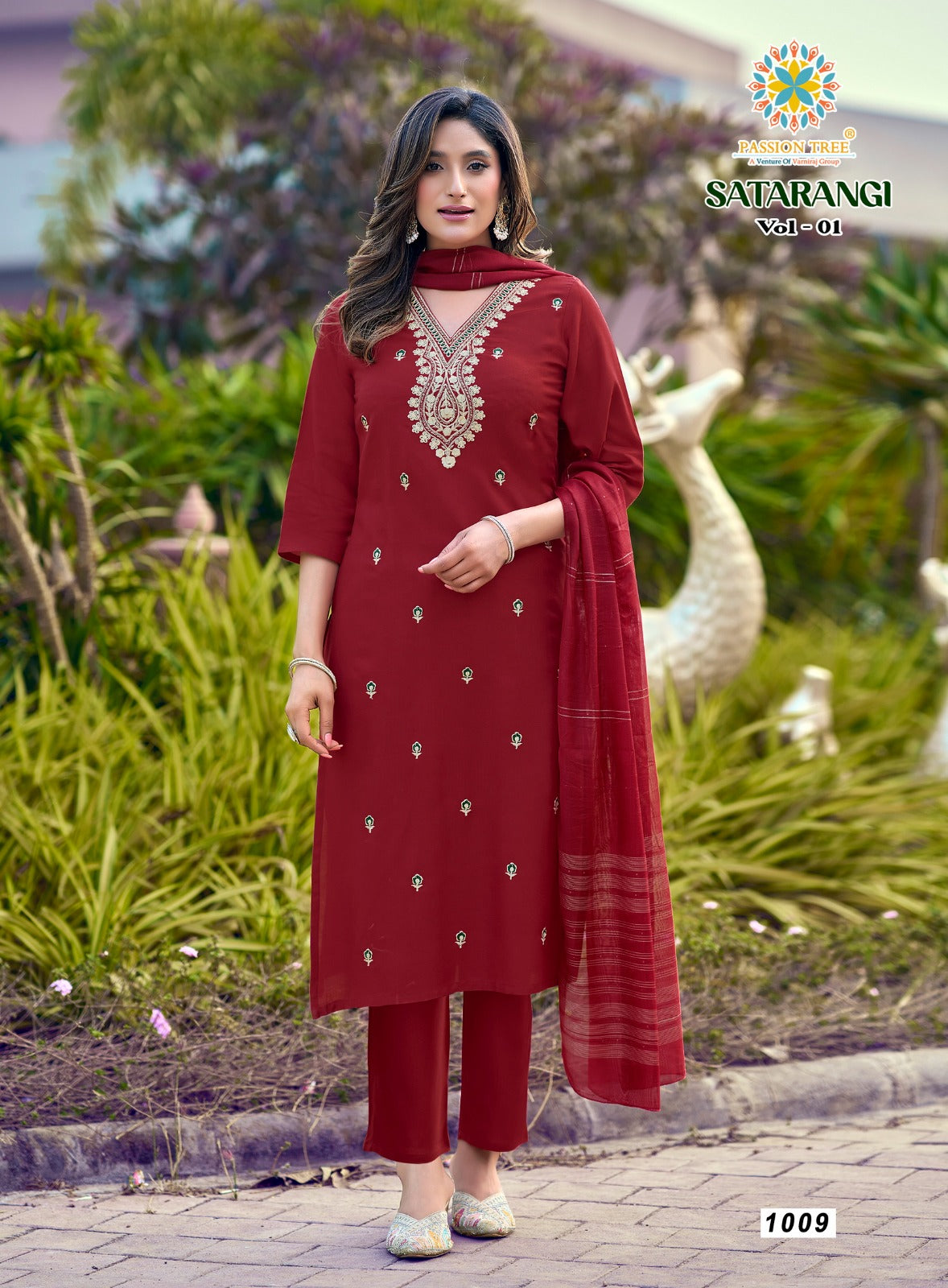 Satarangi Vol 1 Passion Tree Reyon Readymade Pant Style Suits Supplier Gujarat