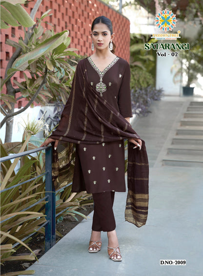 Satarangi Vol 2 Passion Tree Reyon Readymade Pant Style Suits Manufacturer Ahmedabad