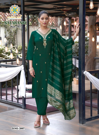 Satarangi Vol 2 Passion Tree Reyon Readymade Pant Style Suits Manufacturer Ahmedabad
