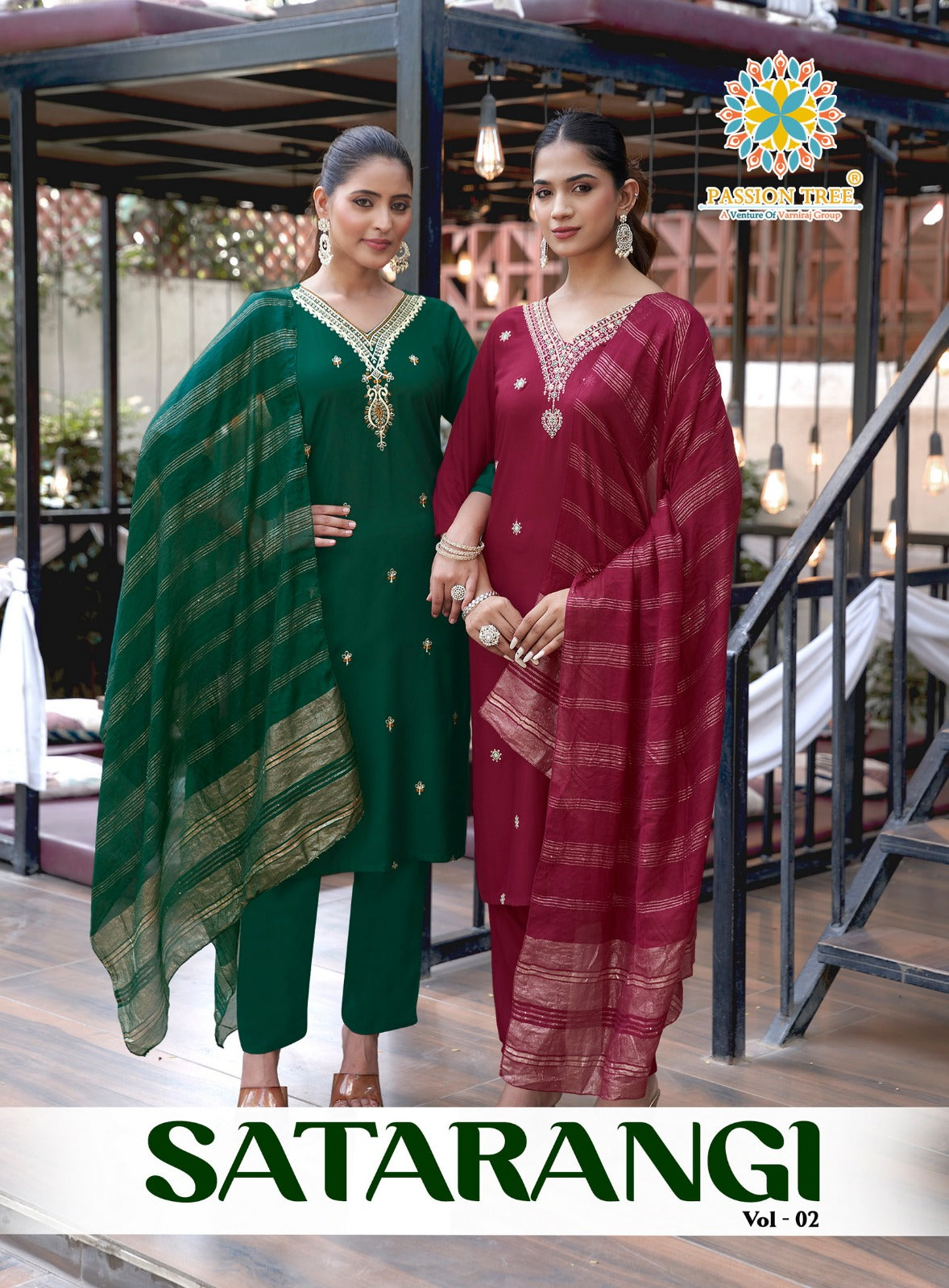 Satarangi Vol 2 Passion Tree Reyon Readymade Pant Style Suits Manufacturer Ahmedabad
